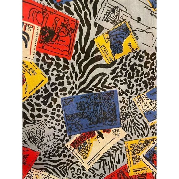 Vintage Blue Animal Print Animal Stamps logo HARMAL NEW YORK medium button down - Picture 13 of 13